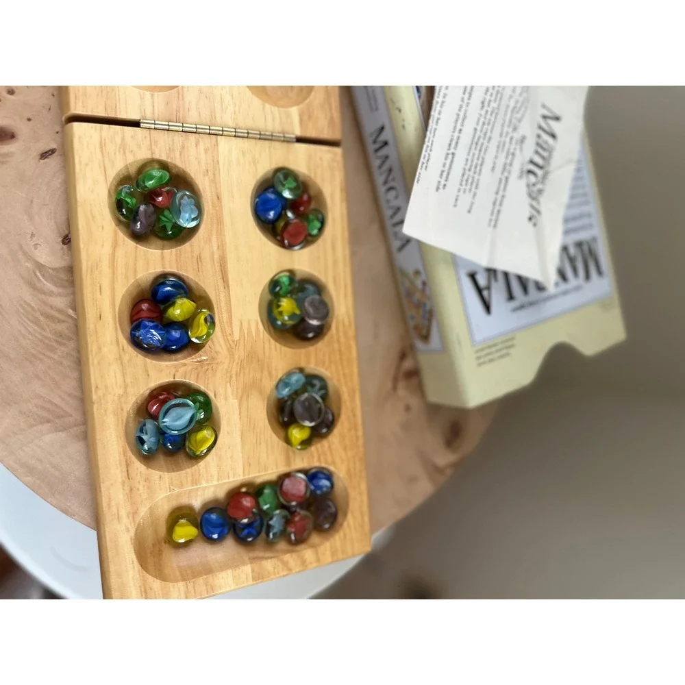 Mancala Solid Wood Folding Board Game with Gemstones Target 2001